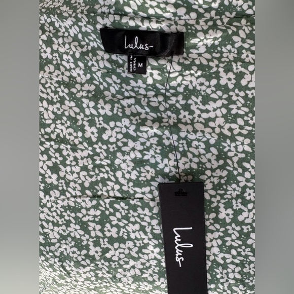 Lulus NWT Summer Romance Sage Green Floral Print Wrap Skirt Hi Lo Ruffled Hem M - Picture 9 of 12
